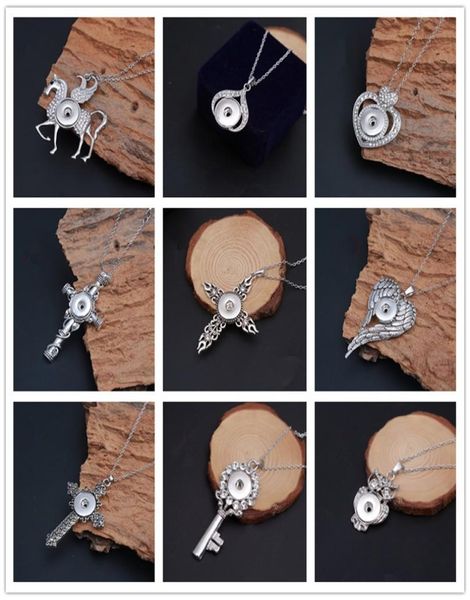 

women fashionable 10pcslot 18mm snap button pendant necklace ginger charm chunk silvery metal diy jewelry gifts 9 design ch2783493, Silver