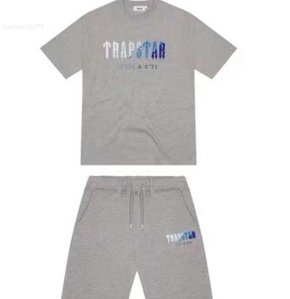 

mens trapstar t shirt shorts sleeve print outfit chenille tracksuit black cotton london streetwear s-2xl, White;black