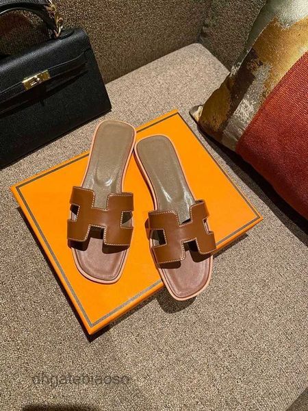 

hermc oran high girl slippers bottom h sandals h 2023 version flat women's slotted designer women leisure beach classic black el3g