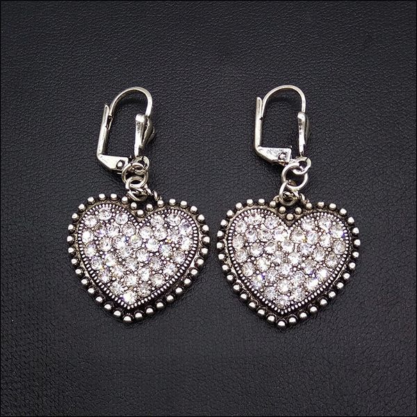 

stud fashion vintage drop earrings transparent heart charm women wedding party statement jewelry 230710, Golden;silver