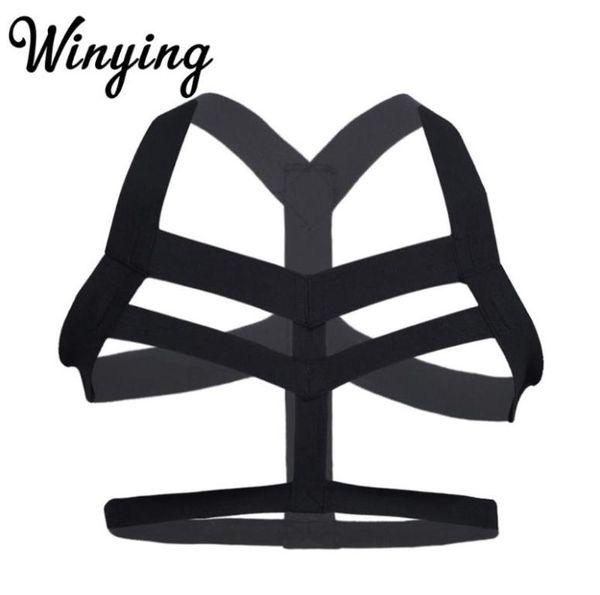 

bras sets men body chest harness belts nylon halter elastic wide straps gay male gothic rave costume restraints bondage7901675, Red;black