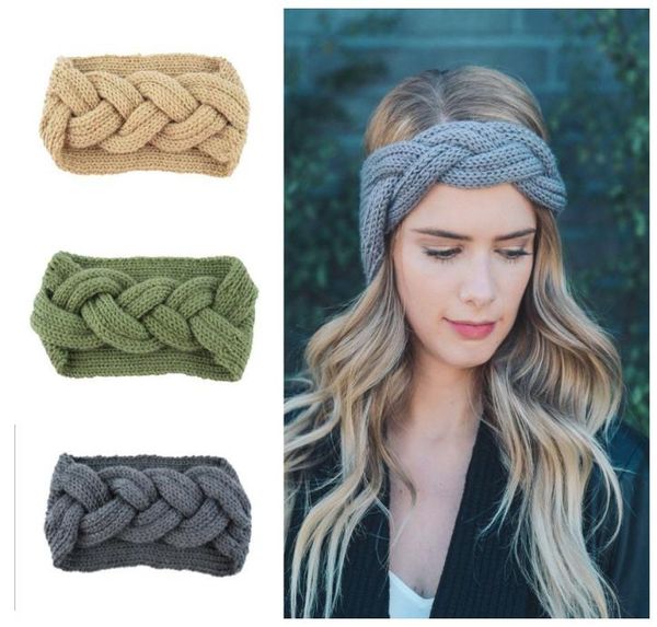 

9 colors women lady crochet braid knot headbands turban knitted head wrap winter ear warmer hairband hair band accessories5615549, Silver