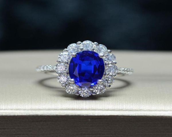 

knriquen 100 sterling silver created moissanite royal blue sapphire gemstone wedding engagement party women039s ring fine jewe99415064996, Slivery;golden