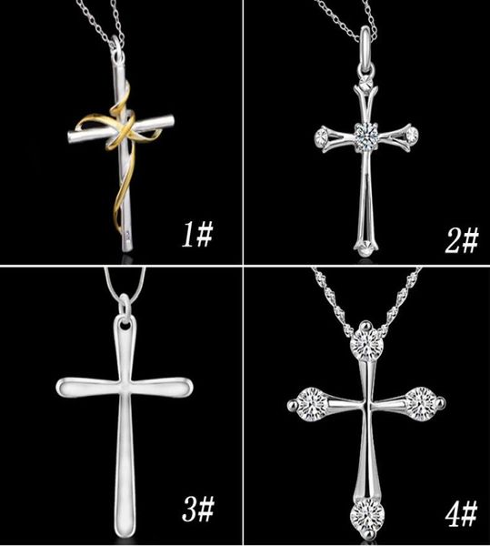 

925 sterling silver golden cross pendant necklace new cross wedding silver pendant fashion jewelry 617012