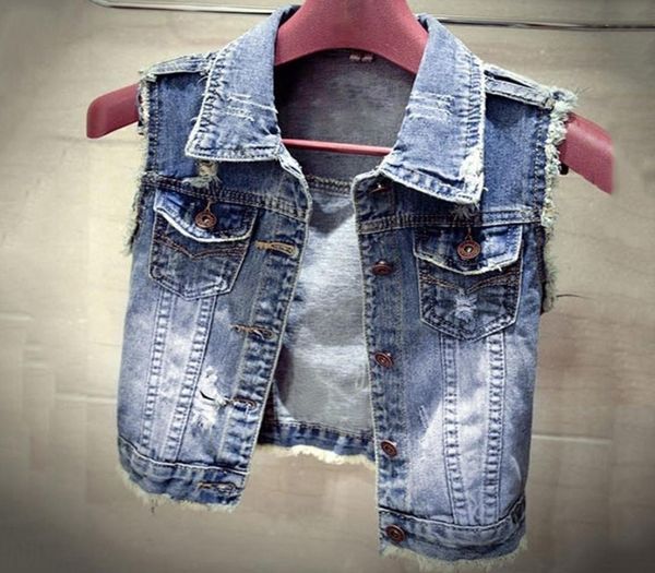 

2019 new cotton jeans sleeveless jacket women plus size sl dark blue denim jeans vest women cowboy denim vest womens jackets4373189, Black;white