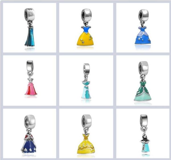 

new 925 silver princess skirt charms beads macroporous beads ale stamped fits european jewelry bracelets 193816