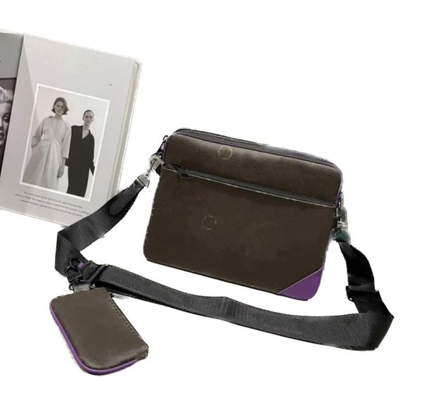 

2023 trio fashion men shoulder bags luxury designer damier spray cross body handbags women crossbody bag 3 pieces set leather handbag letter