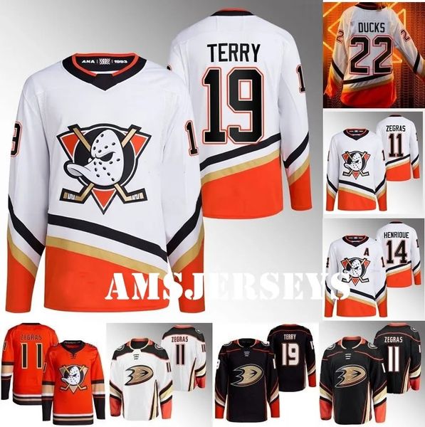 

#11 trevor zegras reverse retro hockey jersey #21 leo carlsson #19 troy terry #15 ryan getzlaf cam fowler john gibson paul kariya jakob silf, Black;red