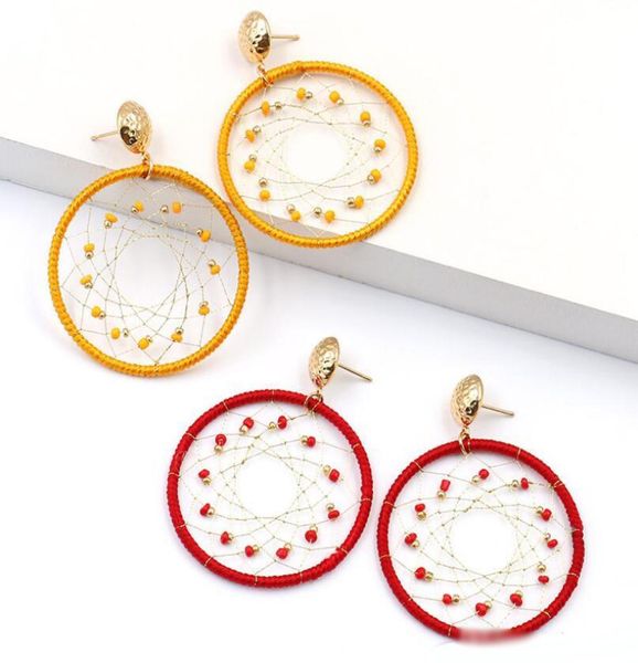 

new earrings female temperament dream catching net earrings gold earrings bohemia round ornaments the gift for women and girl9731236, Silver