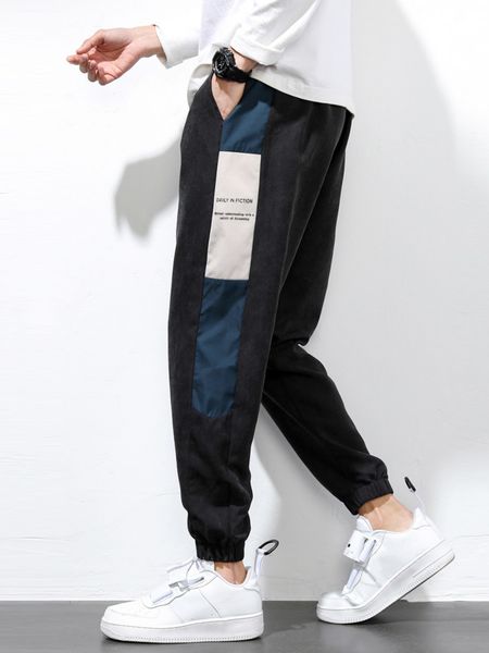 

men s pants men contrast panel side 230711, Black