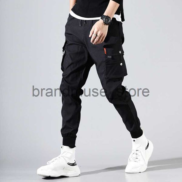 

men's pants hip hop men pantalones hombre high street kpop casual cargo pants with many pockets joggers modis streetwear trousers haraj, Black