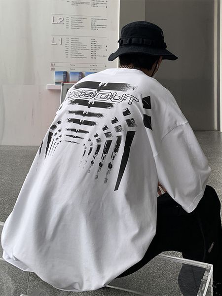 

men's tshirts american west heavyweight tshirt oversize design sense small crowd 74 sleeve high street hiphop shortsleeved men 230710, White;black