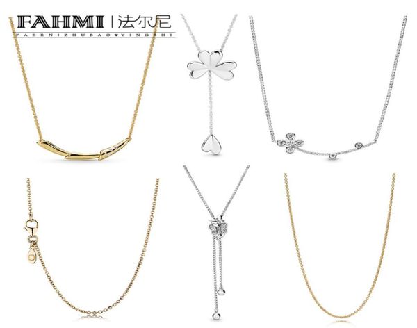 

fahmi i00% 925 sterling silver shine p gold anchor chain butterflie necklace four-leaf clover petal necklace flower stem necklace3895135