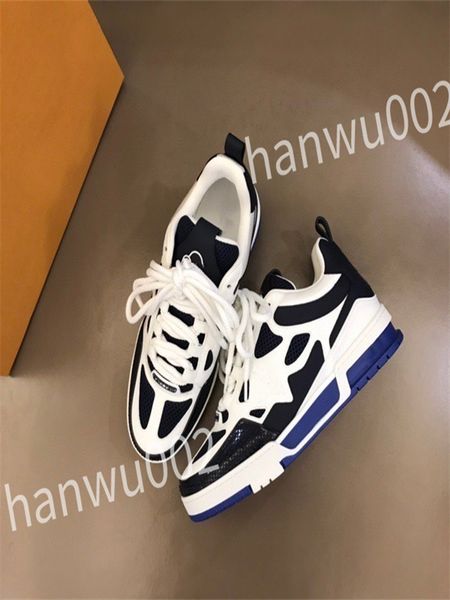 

2023 designer flat sneaker trainer casual shoes leather white letter overlays fashion platform mens womens low sneakers rd230601, Black
