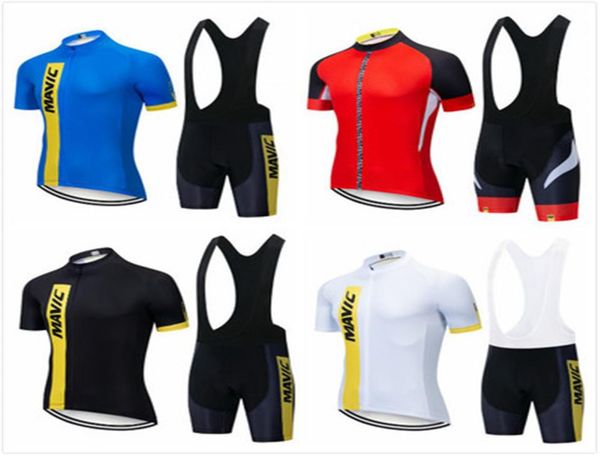 

equipacion ciclismo new mavic short sleeved bib cycling jersey suit bicycle men women moisture wicking outdoor clothes polyester q7975058, Black;blue