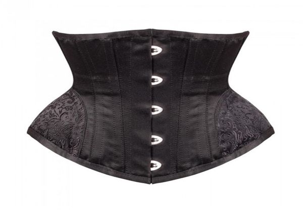 

hourglass waist training corset women 16 steel bones underbust waist taming corsets with brocade embroidery hip panels waist 8093916, Black;white