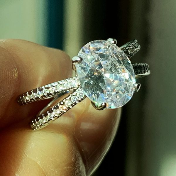

choucong brand wedding rings luxury jewelry 925 sterling silver oval cut white z cz diamond gemstones promise handmade party women engagemen, Slivery;golden