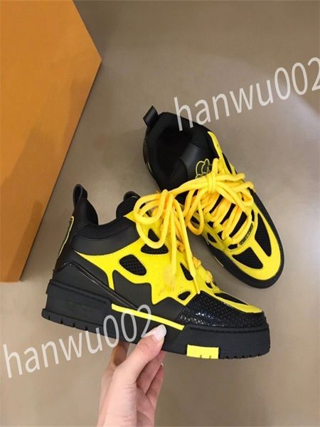 

2023 new luxury designer flat sneaker trainer casual shoes leather white letter overlays fashion platform mens womens low sneakers rd230601, Black