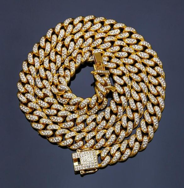 

iced out chains for men with rhinestone and women designer gold necklace mens hip hop bling chains jewelry men cuban link stainles8486518, Black
