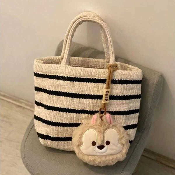 

knitted tote bag new product striped canvas handbag for women's fashion niche simple one shoulder crossbody bag