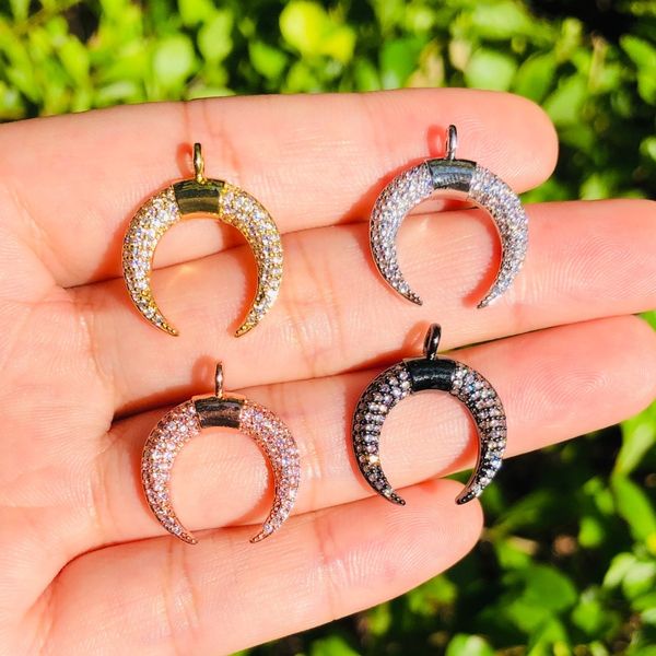 

pendant necklaces 5pcs bling zirconia paved moon charm for women bracelet necklace making trend pendant handmade craft jewelry accessory who, Silver