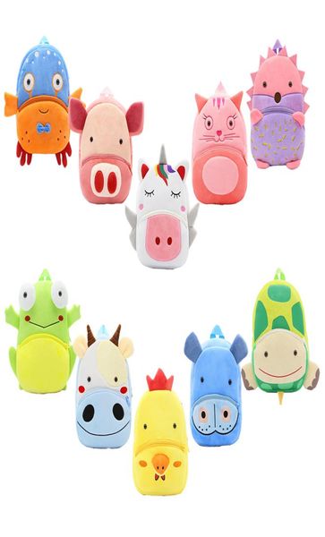 

baby plush cartton backpacks girls boys kids shoulders unicorn piggy kitten turtle panda kindergarten backpack bags 24t1106902