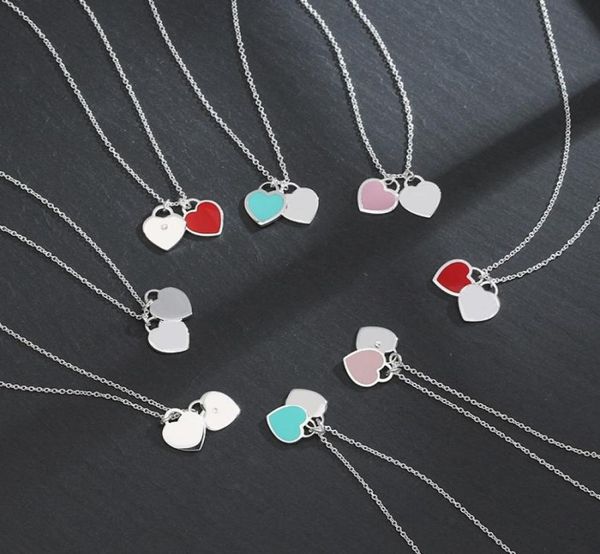 

new 100 925 sterling silver necklace pendant heart bead chain rose gold and gold luxurious for women fashion jewelry original gif5642097