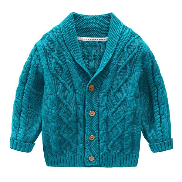 

family matching outfits children s winter sweater cardigan boys long sleeve v neck solid color casual fashion sweaters for 1 10 year old kid, Blue