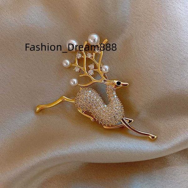 

2022 christmas moose diamond gold reindeer shape party brooches women jewelry gift brooch, Gray