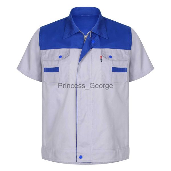 

others apparel men women short sleeve work coat workshop shirts motor mechanic uniform with twopocket tshirts man workshop overalls x0711, Black;white