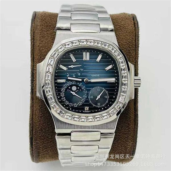 

diamond p classical a sport t luxury e elegant k 40mm super thin wrist watches 5712 5724 3k zf cal.240 iced out watch for men & women zv1r 2, Slivery;brown