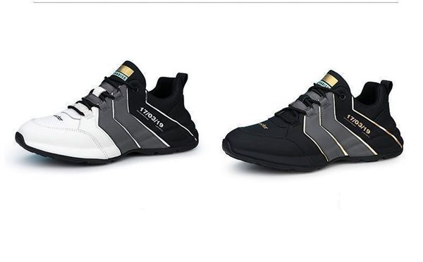 

new running sneakers trend men's fashion men's shoes casual shoes comfortable soft leather men's shoes, Black