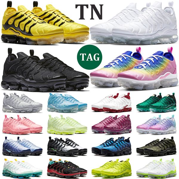 

tn plus running shoes for men women triple black gold white hyper violet be true aurora green ice blue mens trainer sneakers size 36-47