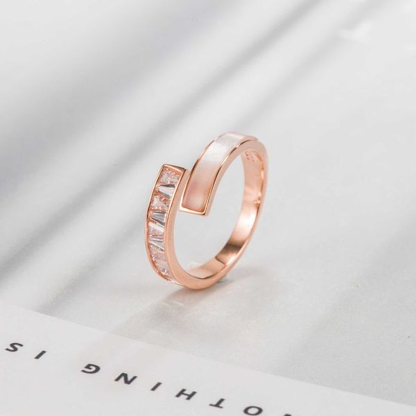 

designer new tiffay opening s925 silver ring female non-fading cross ins design sense minority crystal