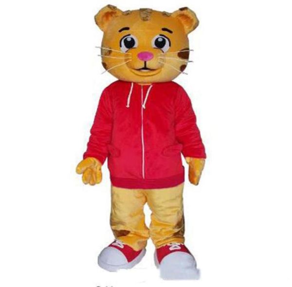 

2018 factory cute daniel the tiger red jacket cartoon character mascot costume fancy dress1296651, Red;yellow
