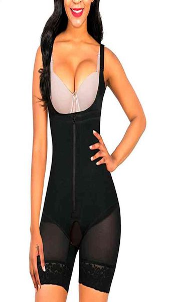 

shaper women shapewear tummy control fajas colombianas open bust bodysuit slimmer body3476561, Black;white