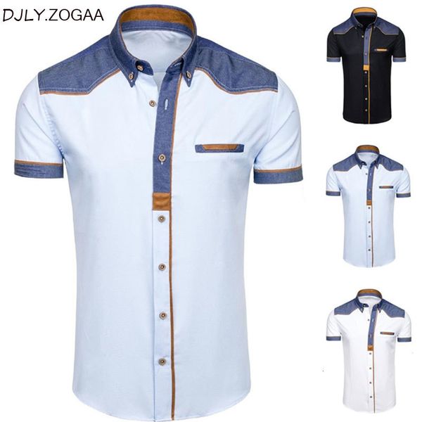 

men's dress shirts zogaa fashion denim short sleeve formal man casual summer clothing slim cotton plus size male 230710, White;black