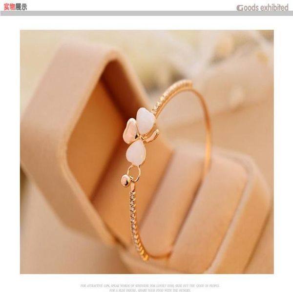 

luxury clover opal diamond bracelet korean fashion jewelry gift white rhinestone crystal chains tennis for women gathering leisure9091990, Golden;silver