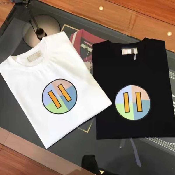 

h cotton t-shirt chest print round neck short-sleeve pullover men's and women's luxury t shirts casual shirt summer breathable bo, White;black