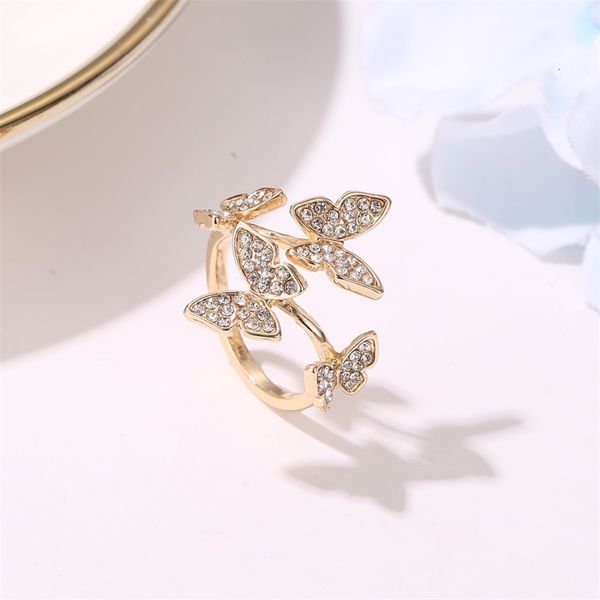 

wedding rings fashion cute butterfly opening adjustable inlaid zircon exquisite for women party jewelry bijoux gifts 230710, Slivery;golden