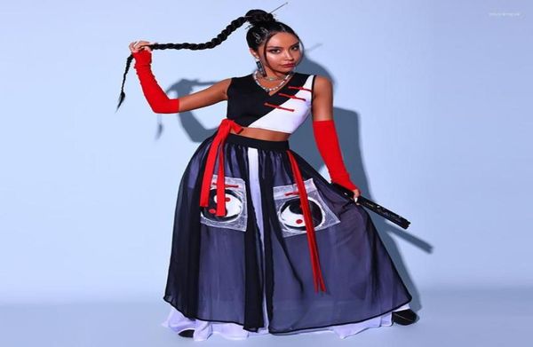 

stage wear chinese style bar gogo costume women39s nightclub national tide female dj clothing jazz dance performance outfi9591058, Black;red