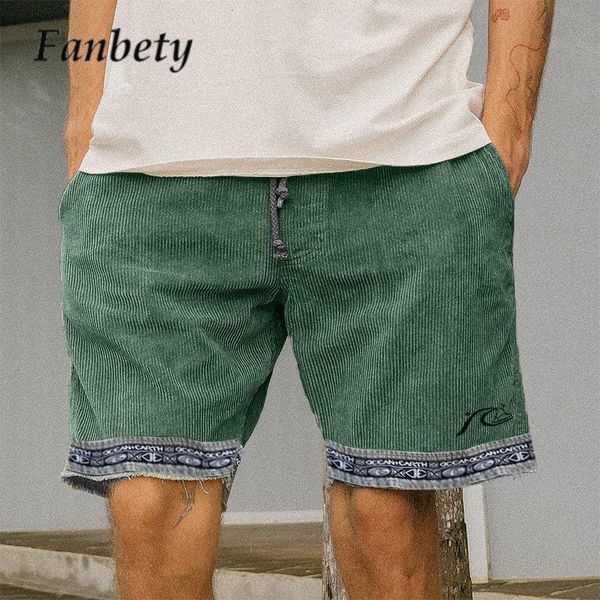 

mens shorts fashion printed male short pants summer vintage corduroy pockets surfing casual beach running breechcloth bottoms 230710, White;black