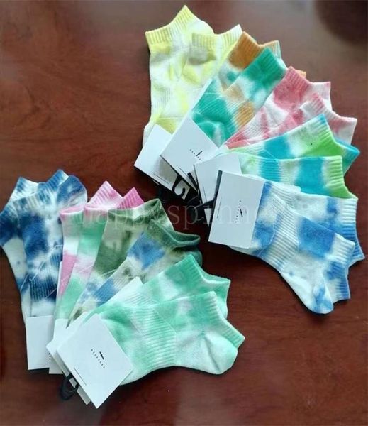 

girls ladies socks four seasons short ankle sneakers 10 tie dye color cotton fashion casual sweatabsorbent breathabl4229119, Pink;yellow