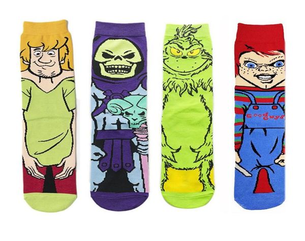 

socks hosiery 1 pair horror movie character print skateboard funny cartoon anime cute animal novelty happy sockssocks3209406, Black;white