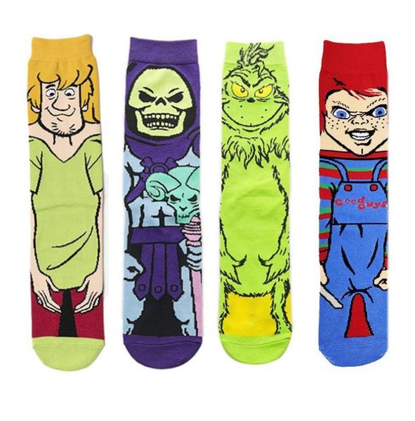 

socks hosiery 1 pair horror movie character print skateboard funny cartoon anime cute animal novelty happy sockssocks9329273, Black;white