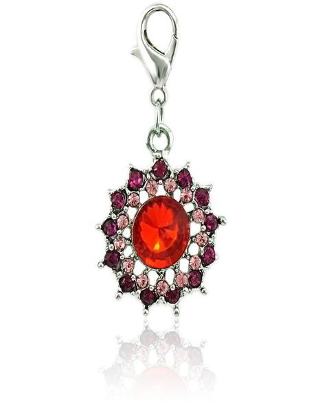 

fashion lobster clasp charms dangle pink rhinestone crystal pierced charms diy for jewelry making accessories6074474, Bronze;silver