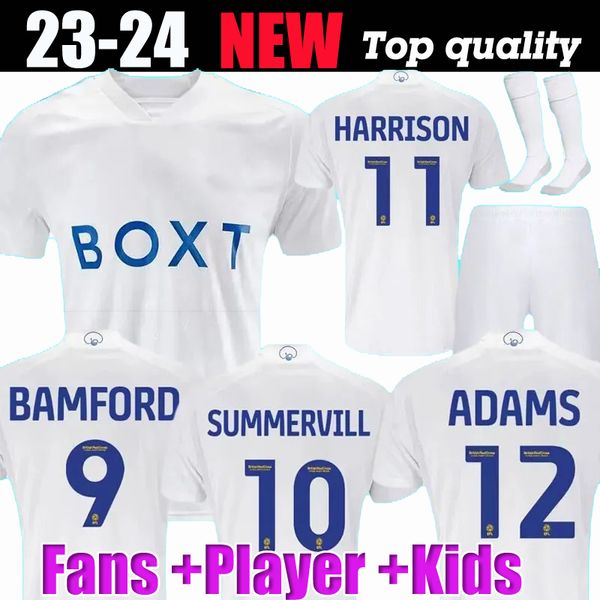 

23 24 bamford llorente leeds unitedes soccer jerseys 2023 adams aaronson harrison sinisterra james maillots de football kids kit football sh, Black;yellow