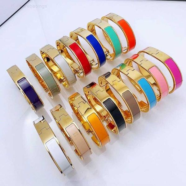 

bracelet luxury brand her max h luxury classic bangle fashion designer womens bracelet gold colorful enamel jewelry 316l 18k stainless steel, Black