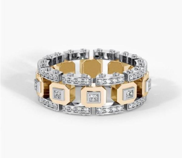 

fashion personality color separation band rings with diamonds hollow design mens jewelry party gift76386521045003, Silver