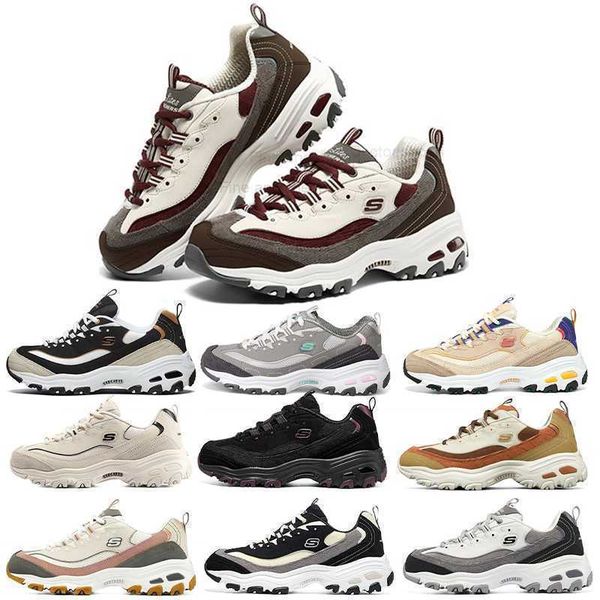 

skechers summer women's shoe milk tea bear sneaker d'lites 1.0 retro panda brown sugar baked milk daddy shoes, Black